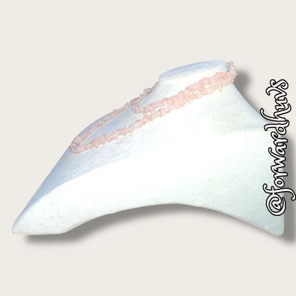 36-Inch Pink Quartz Chip Necklace – Continuous Strand - Picture 5 of 9